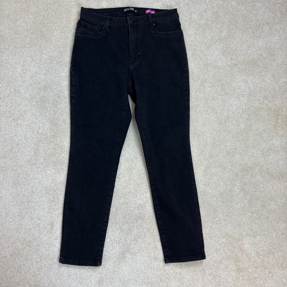 Faith Jeans Black‎ Denim High Rise Slim Straight Leg Womens Ankle Jeans Size 10